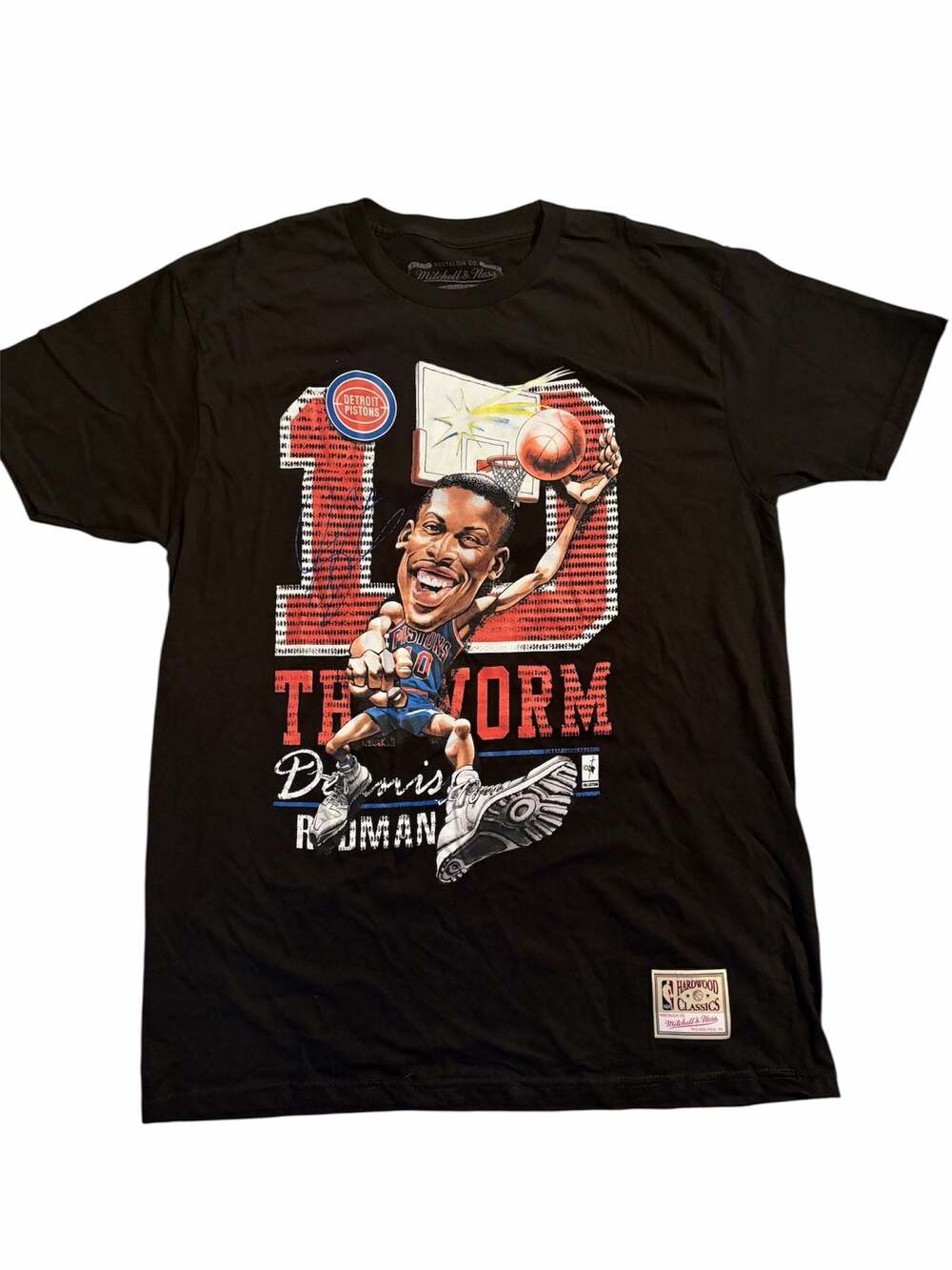 Dennis Rodman Detroit Pistons BLACK Caricature Short Sleeve Fashion Player T Shi